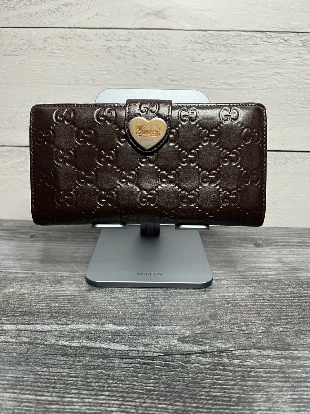 Authentic Gucci Chocolate Brown GUCCISSIMA Wallet with Heart - Picture 1 of 13